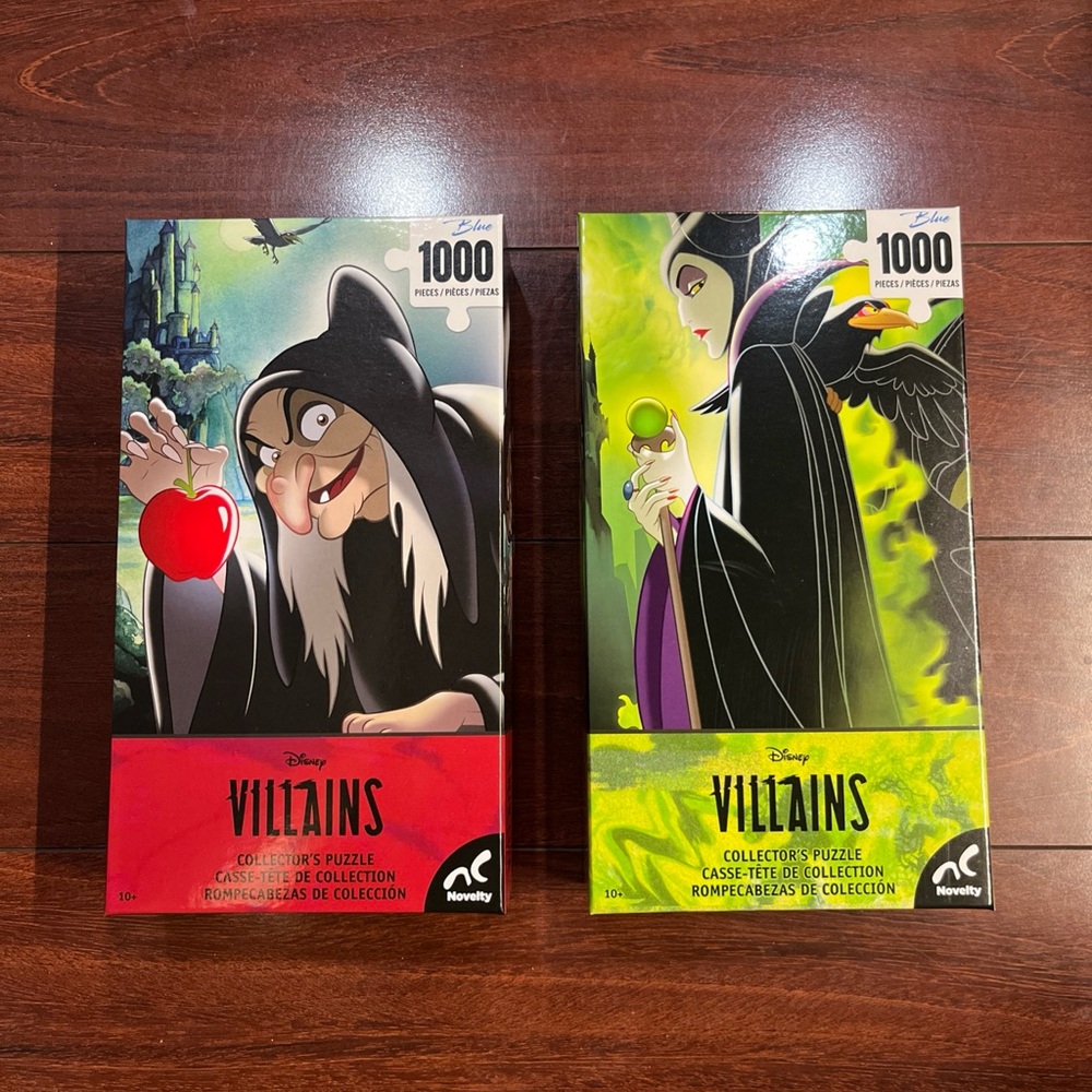 2 1000 Piece Puzzle Disney Villains Queen Snow White Maleficent Collector Sealed
